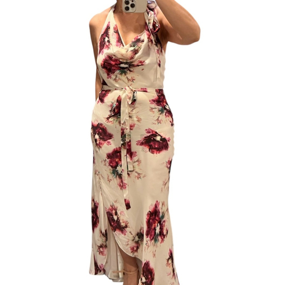 Haute Hippie Silk Floral Maxi Dress Size S White Purple - Picture 1 of 5